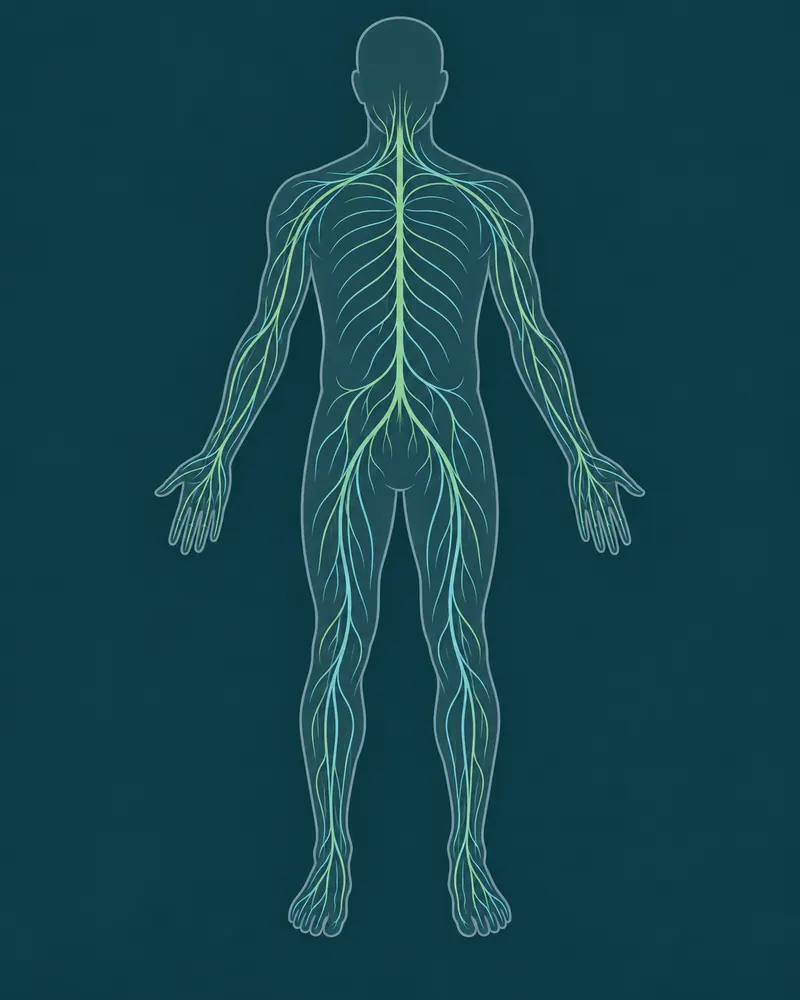 Concept illustration of the peripheral nervous system.